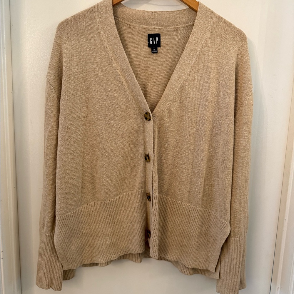 GAP Light Beige V-Neck Button Cardigan